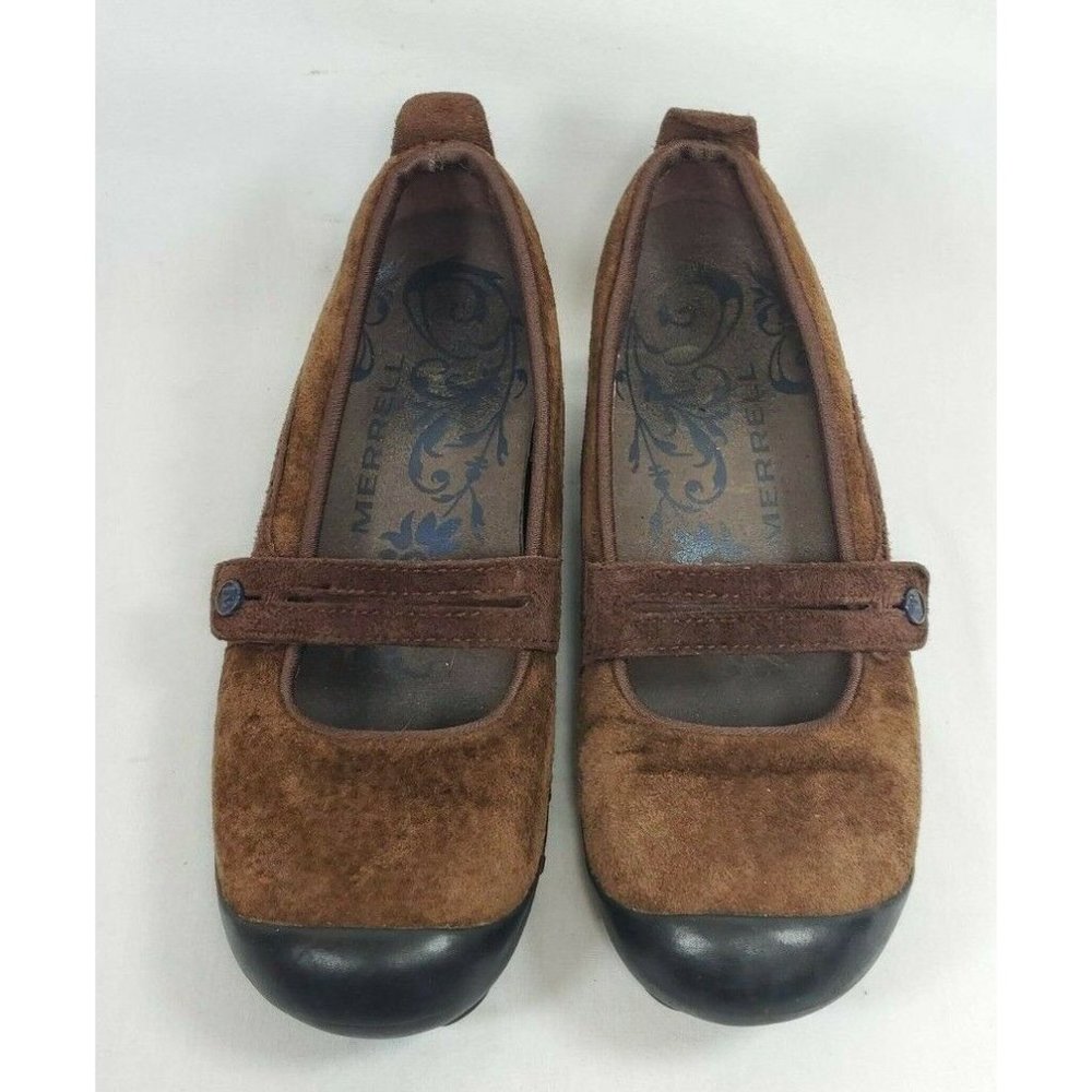 Merrell Plaza Bandeau Mary Jane Slip On Shoes Women's Size 6.5 Brown Suede - Picture 7 of 8